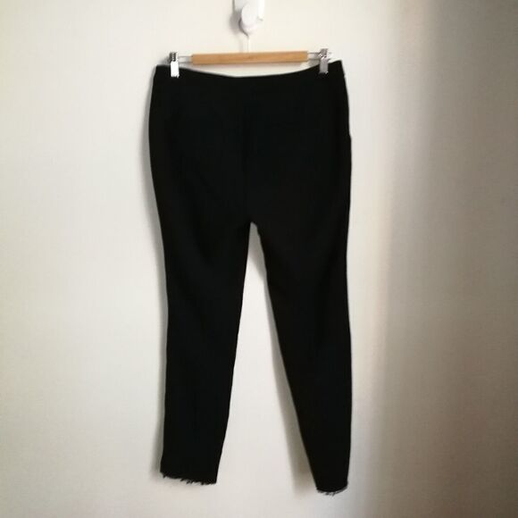 MARC CAIN Black Raw Hems Classic Casual Cotton Stretch Trouser Pants Size 8 - Picture 14 of 14